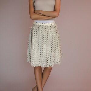 TOMMY HILFIGER Sheer white knife pleat black polka dot skirt. Casino Impulse buy